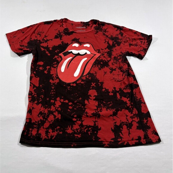 THE ROLLING STONES Womens  Red Band Tee Tie Dye Graphic Crew Print T-Shirt Sz L - Picture 1 of 8